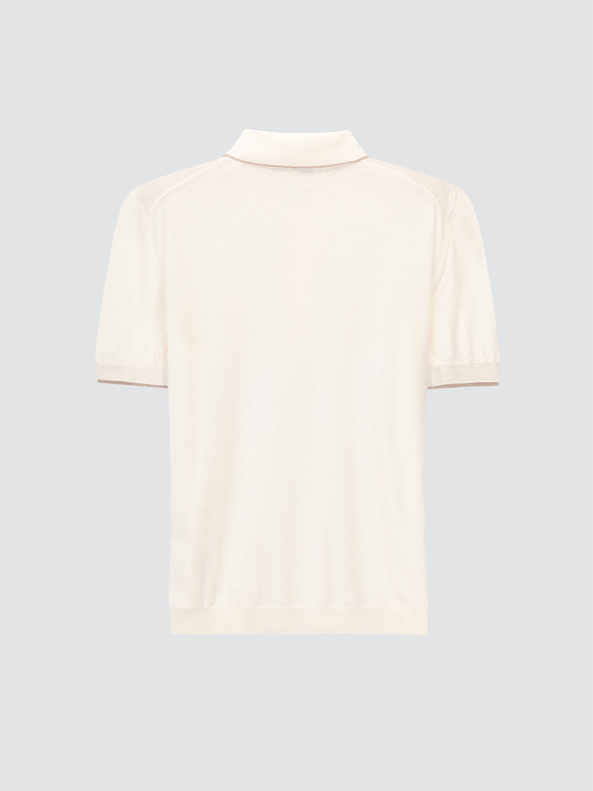 Polo en laine mélangée et soie écru