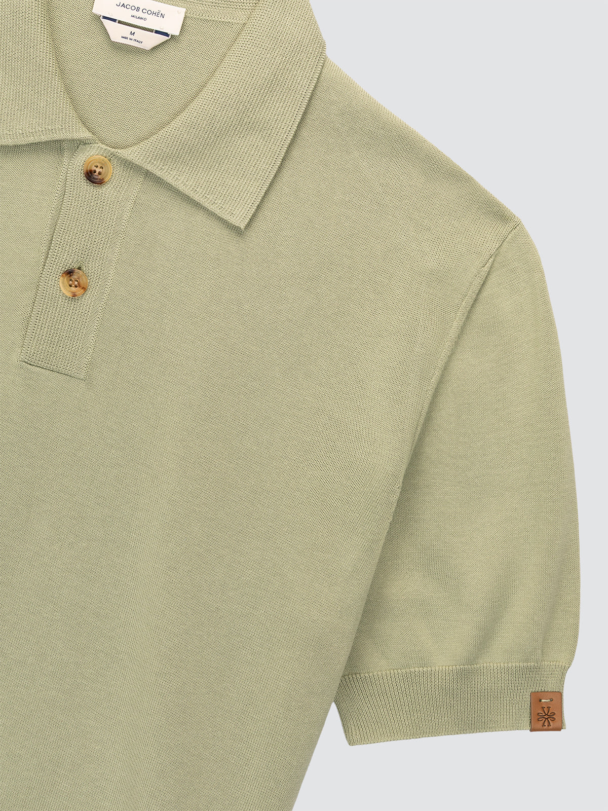 Polo en coton brossé tricoté vert pastel