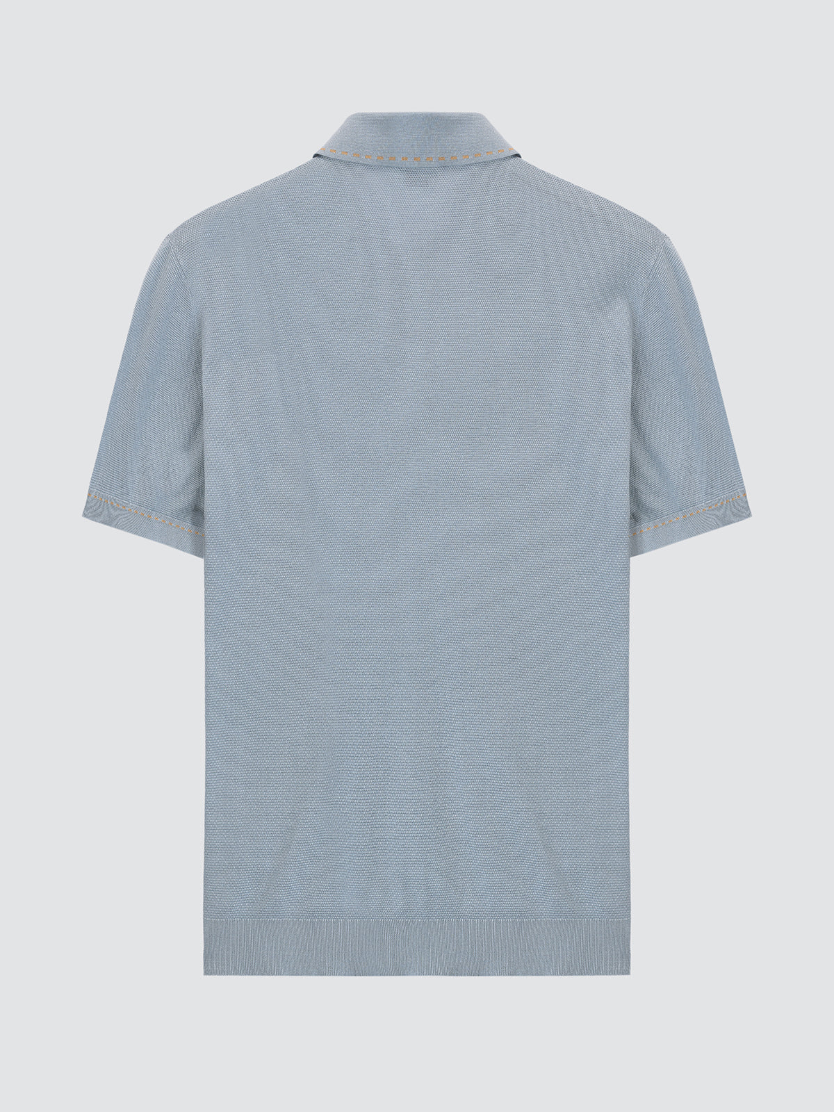 Knitted polo in light blue brushed cotton