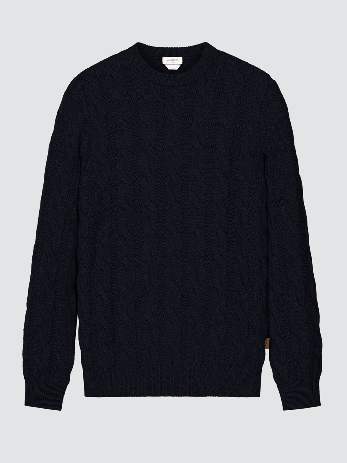 Navy blue Jacob Cohen sweater on a light gray background
