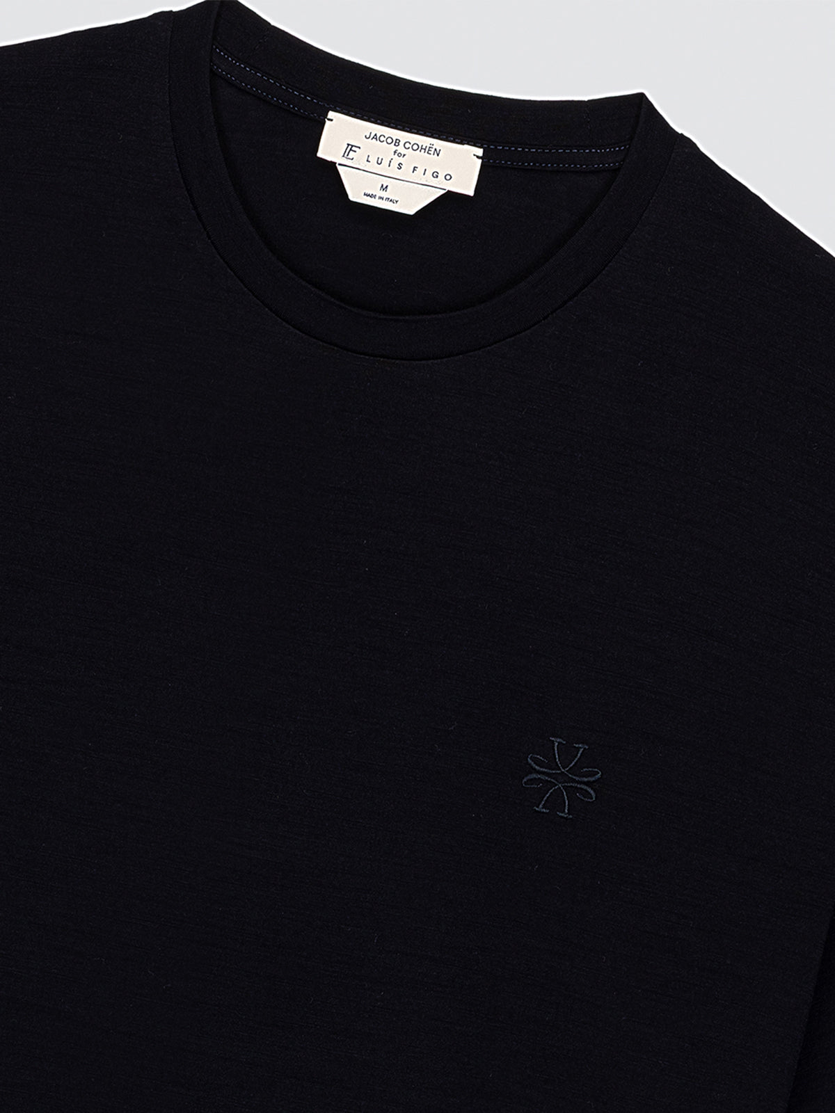 Crewneck T-shirt in Mélange Blue Merino Wool Jersey